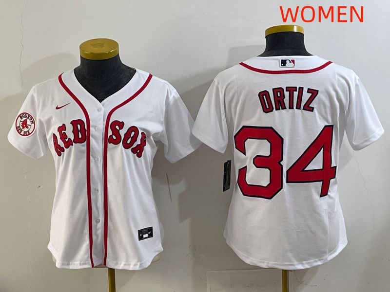 Women 2025 Boston Red Sox 34 Ortiz White Game Nike MLB Jersey style 6